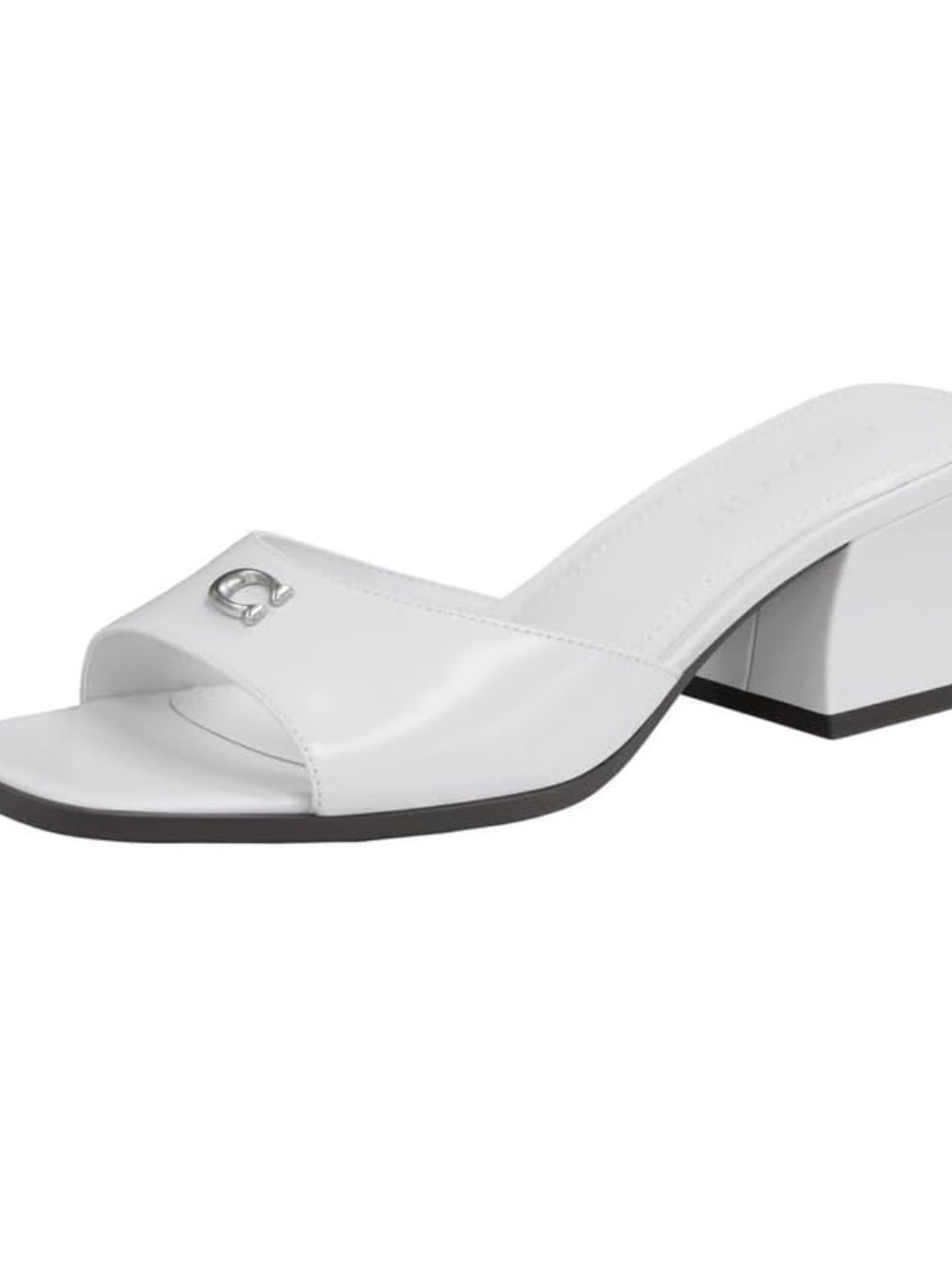 NWOT Coach Women's Sculpted C Block Heel Sandal Heeled, Optic White - Picture 5 of 14
